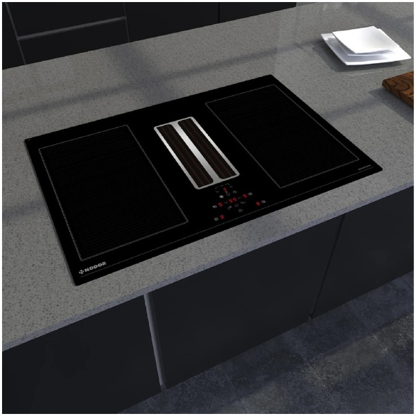 Anafe de inducción Nodor 4 zonas flex c/extractor integrado de 77 cm