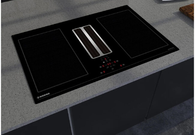 Anafe de inducción Nodor 4 zonas flex c/extractor integrado de 77 cm
