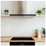 Campana de pared inox y borde de vidrio negro de 60cm